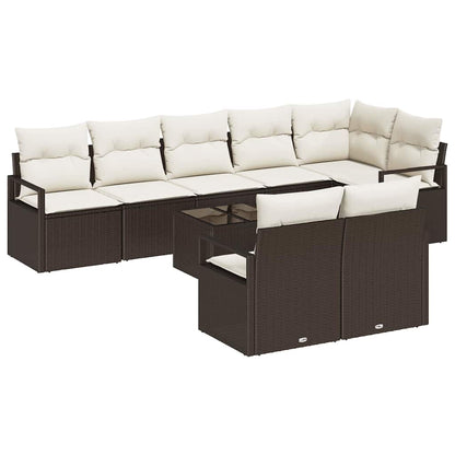 Set Divano da Giardino 9 pcs Marrone e Crema polyrattan | homemem39