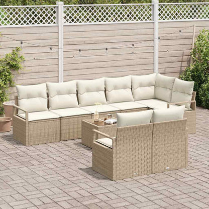Set Divano da Giardino 9 pz Beige e Crema polyrattan