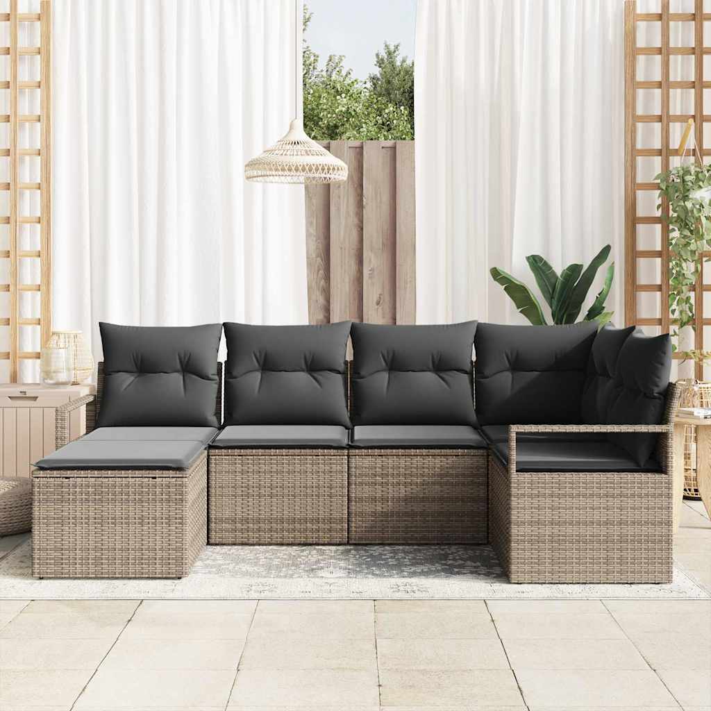 Set di divani con cuscino 6 pcs Grigio polyrattan | homemem39