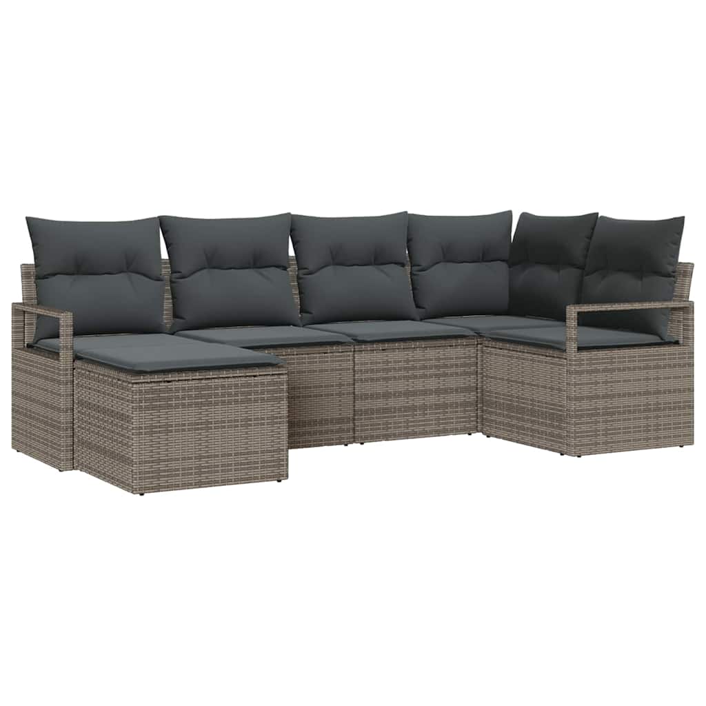 Set di divani con cuscino 6 pcs Grigio polyrattan | homemem39