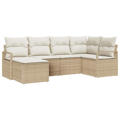Set di divani con cuscino 6 pcs Beige e Crema polyrattan | homemem39