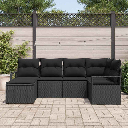 Set di divani con cuscino 6 pcs Nero polyrattan | homemem39