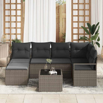 Set di divani 7 pz Grigio chiaro polyrattan