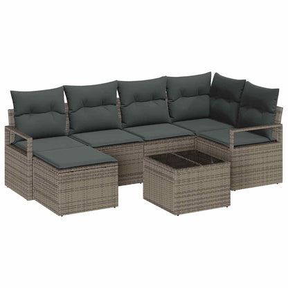 Set di divani 7 pz Grigio chiaro polyrattan