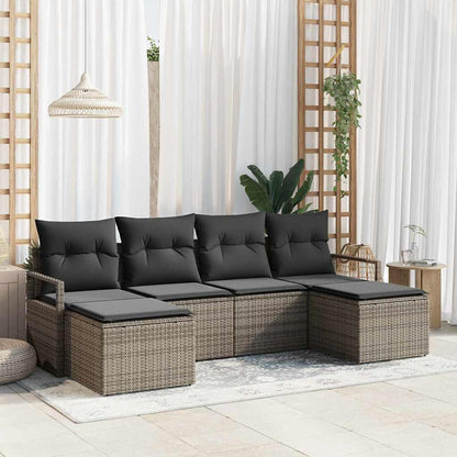 Set di divani con cuscino 6 pcs Grigio polyrattan | homemem39