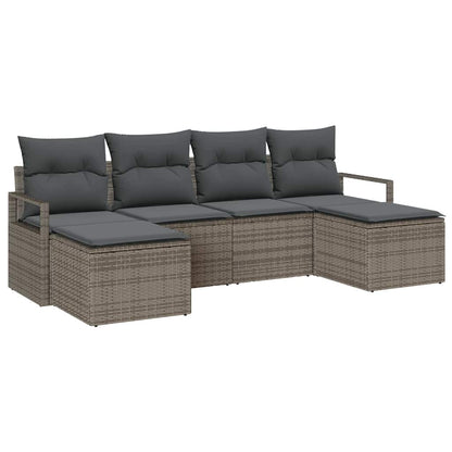 Set di divani con cuscino 6 pcs Grigio polyrattan | homemem39
