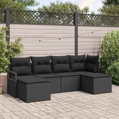 Set di divani con cuscino 6 pcs Nero polyrattan | homemem39