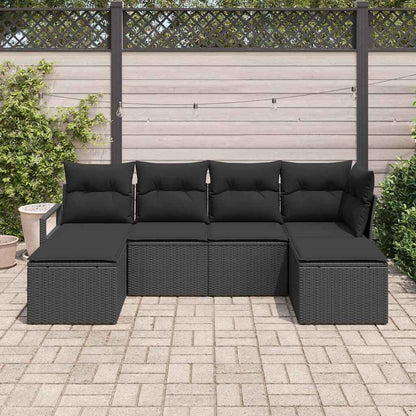 Set di divani con cuscino 6 pcs Nero polyrattan | homemem39