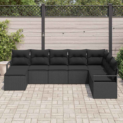 Set di divani con cuscino 8 pcs Nero polyrattan | homemem39