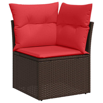 Set di divani 9 pz Marrone e Rosso polyrattan