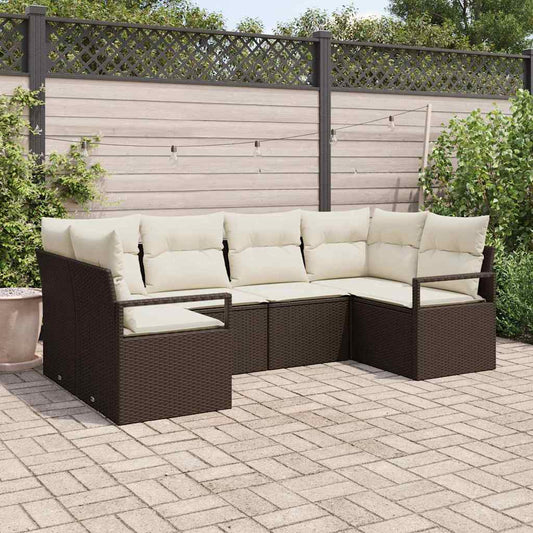 Set Divano da Giardino 6 pcs Marrone e bianco polyrattan