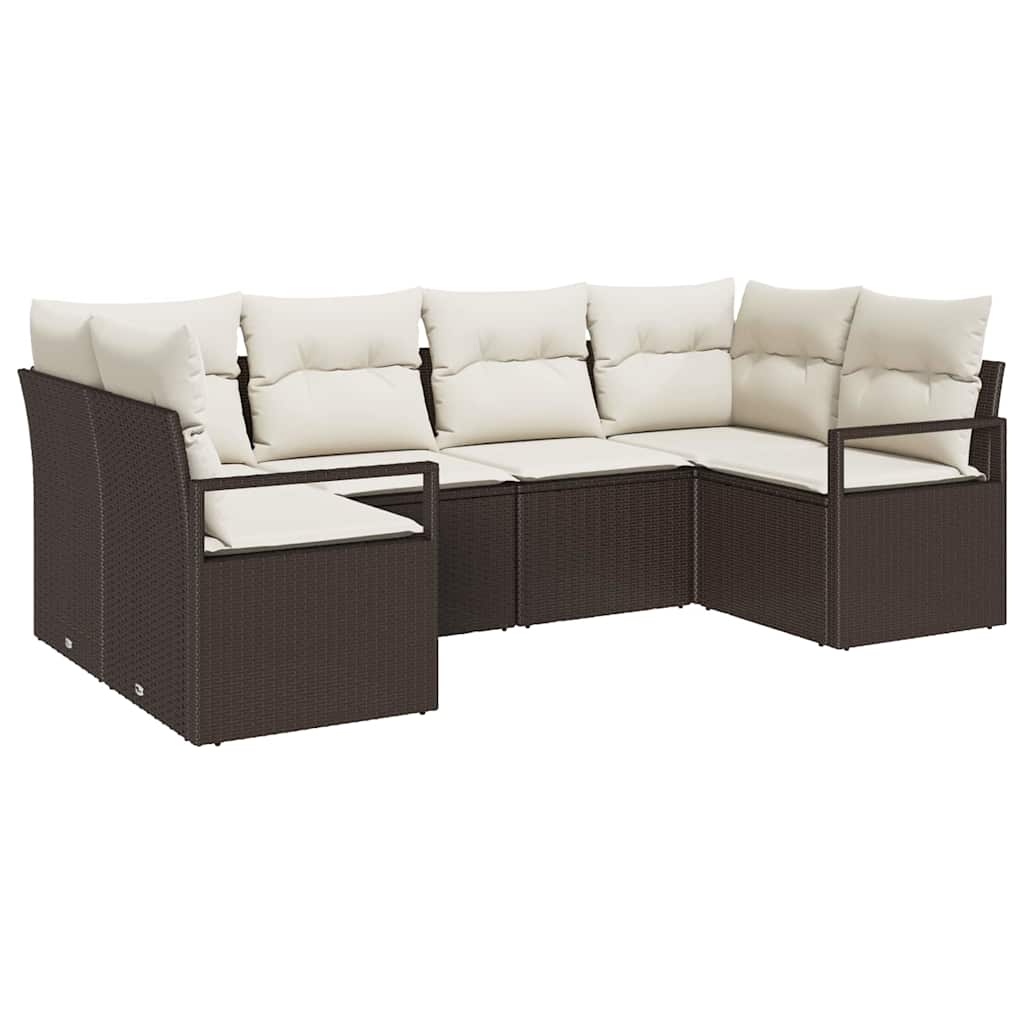Set Divano da Giardino 6 pcs Marrone e bianco polyrattan | homemem39