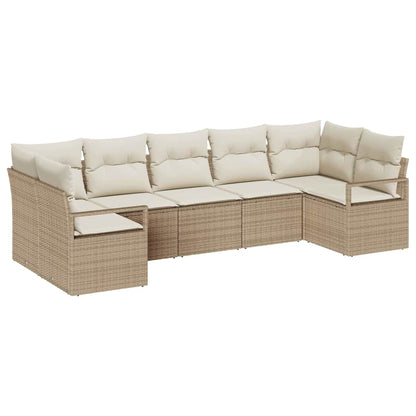 Set Divano da Giardino 7 pcs Beige e Bianco polyrattan | homemem39