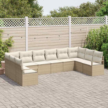 Set Divano da Giardino 10 pz Beige e Bianco polyrattan