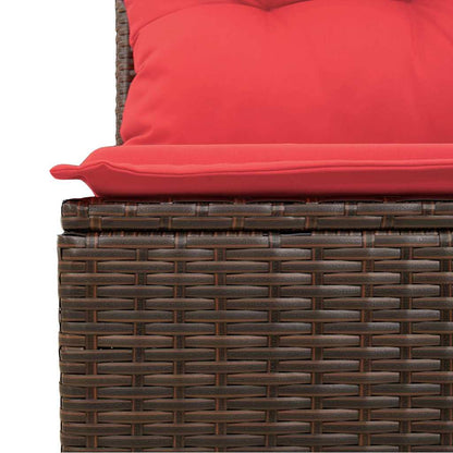 Set Divano da Giardino 10 pz Marrone e Rosso polyrattan