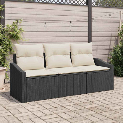 Set Divano da Giardino 3 pcs Nero e Bianco polyrattan | homemem39