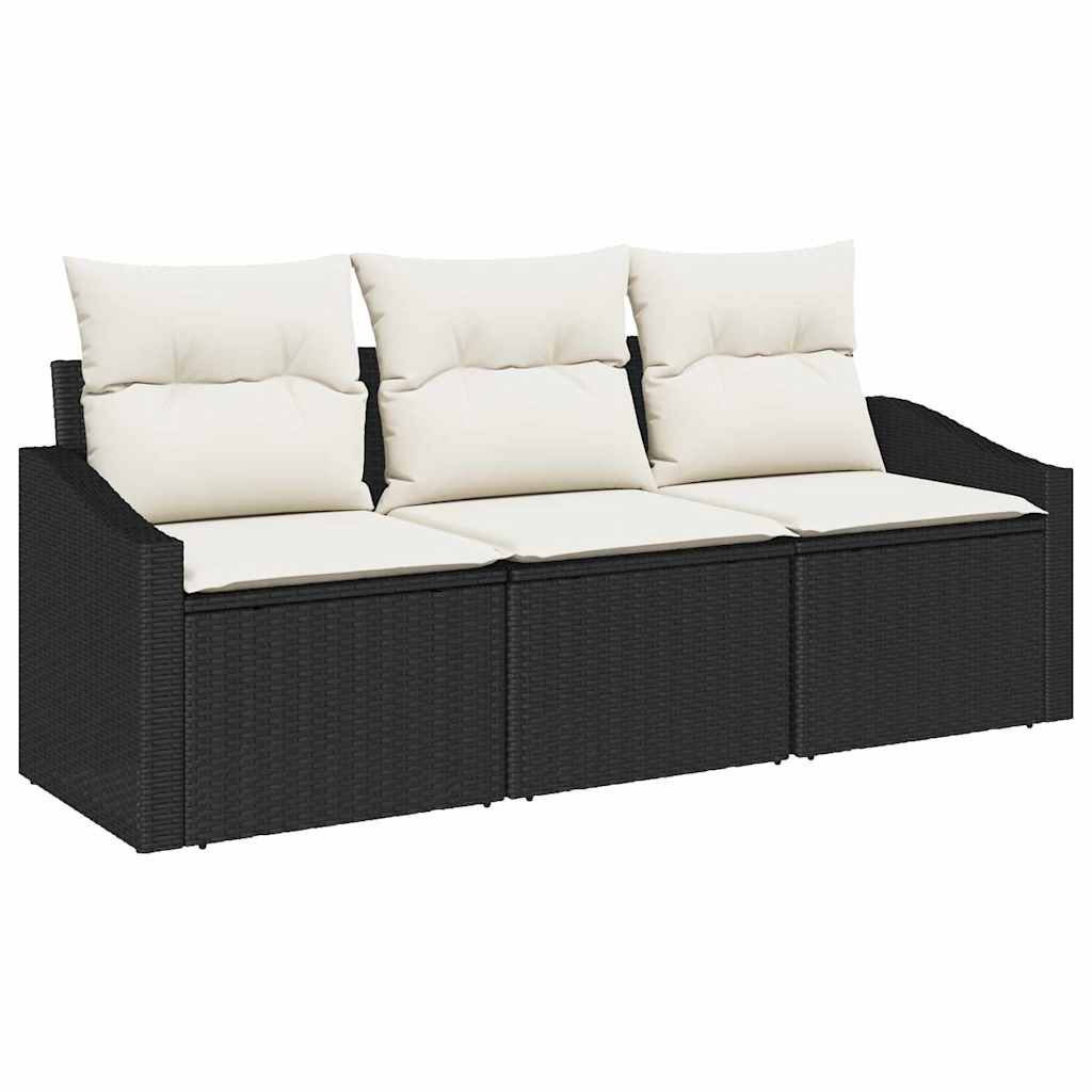 Set Divano da Giardino 3 pcs Nero e Bianco polyrattan | homemem39