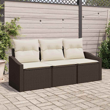 Set Divano da Giardino 3 pcs Marrone e bianco polyrattan | homemem39