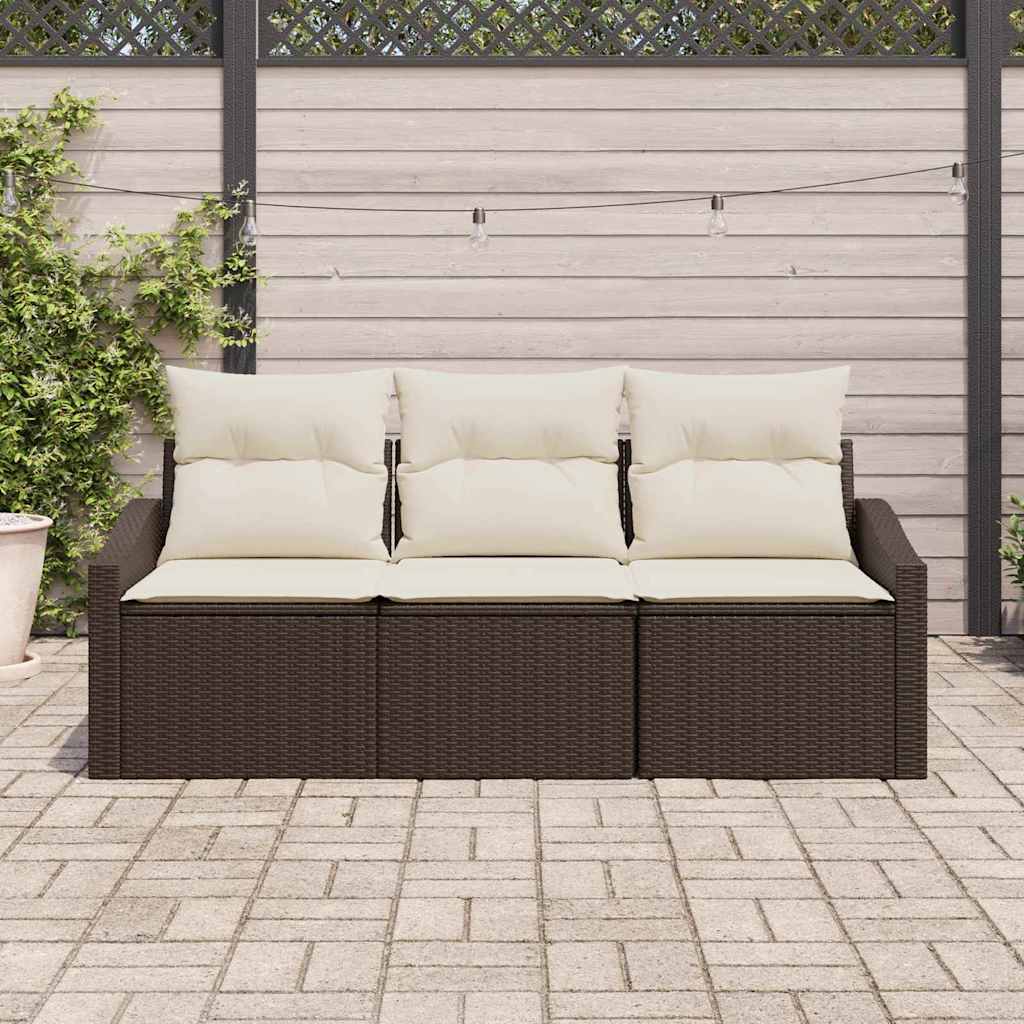 Set Divano da Giardino 3 pcs Marrone e bianco polyrattan | homemem39