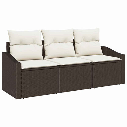 Set Divano da Giardino 3 pcs Marrone e bianco polyrattan | homemem39