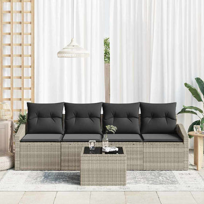 Set di divani 5 pcs Grigio chiaro e grigio scuro polyrattan | homemem39