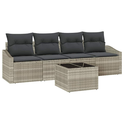 Set di divani 5 pcs Grigio chiaro e grigio scuro polyrattan | homemem39