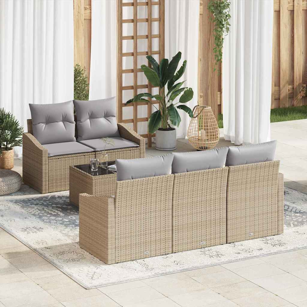 Set di divani con cuscino 6 pcs Beige e grigio polyrattan | homemem39