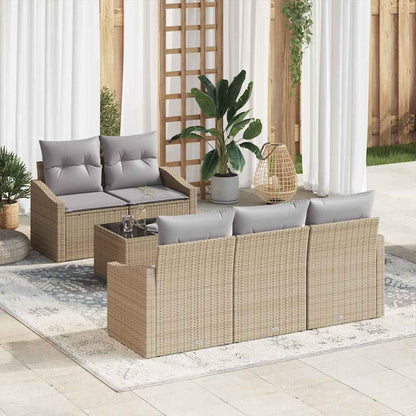 Set di divani con cuscino 6 pcs Beige e grigio polyrattan | homemem39