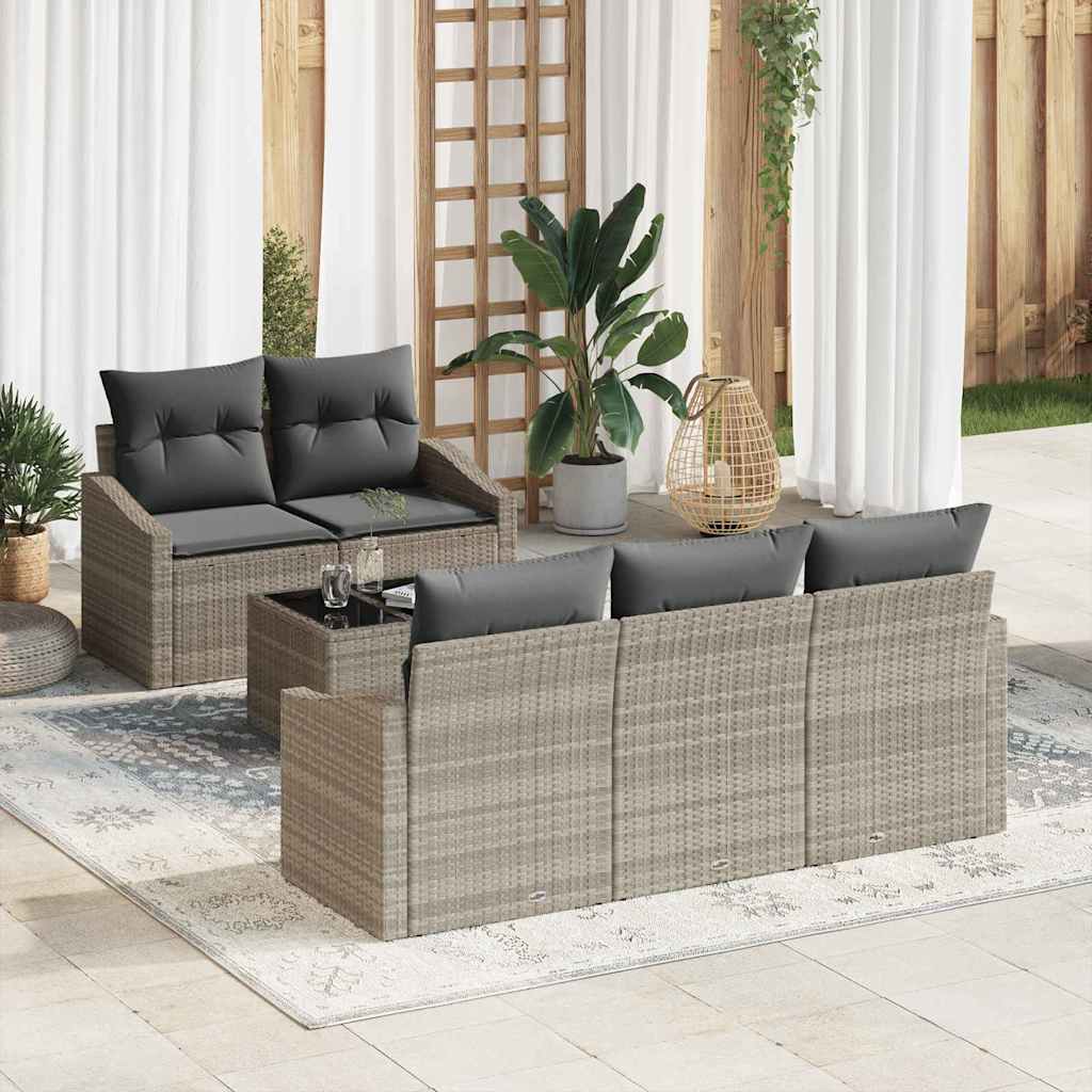 Set di divani 6 pz Grigio chiaro e grigio scuro polyrattan