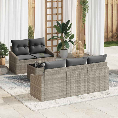 Set di divani 6 pz Grigio chiaro e grigio scuro polyrattan