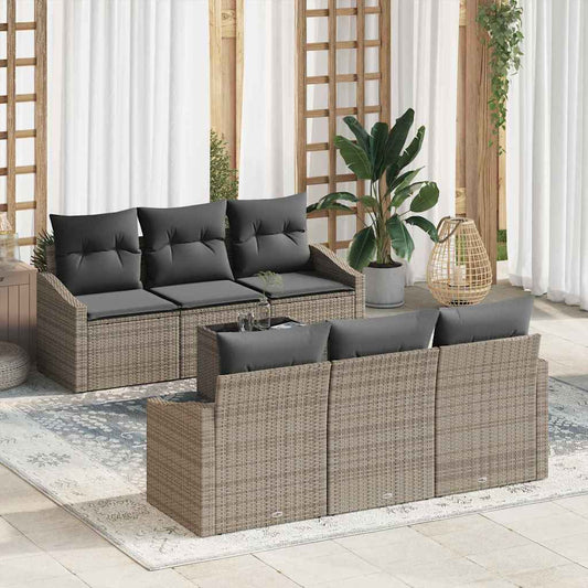 Set di divani con cuscino 7 pcs Grigio polyrattan