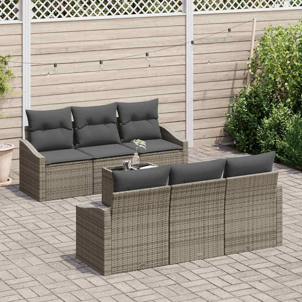 Set di divani con cuscino 7 pcs Grigio polyrattan | homemem39