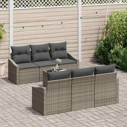 Set di divani con cuscino 7 pcs Grigio polyrattan | homemem39