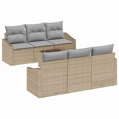 Set di divani con cuscino 7 pcs Beige e grigio polyrattan | homemem39