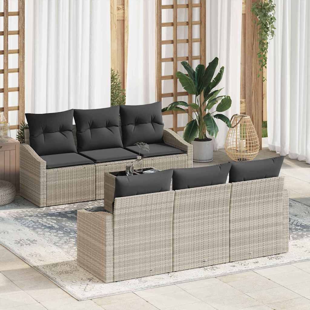 Set di divani 7 pcs Grigio chiaro e grigio scuro polyrattan | homemem39