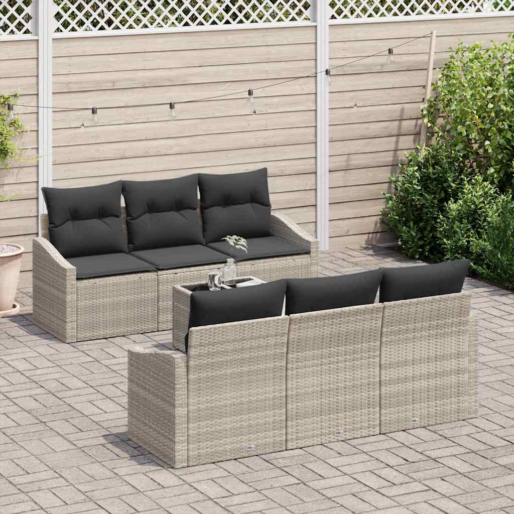 Set di divani 7 pcs Grigio chiaro e grigio scuro polyrattan | homemem39