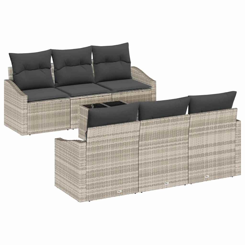 Set di divani 7 pcs Grigio chiaro e grigio scuro polyrattan | homemem39