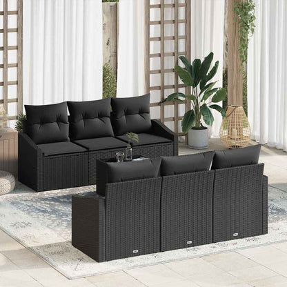 Set di divani con cuscino 7 pcs Nero polyrattan