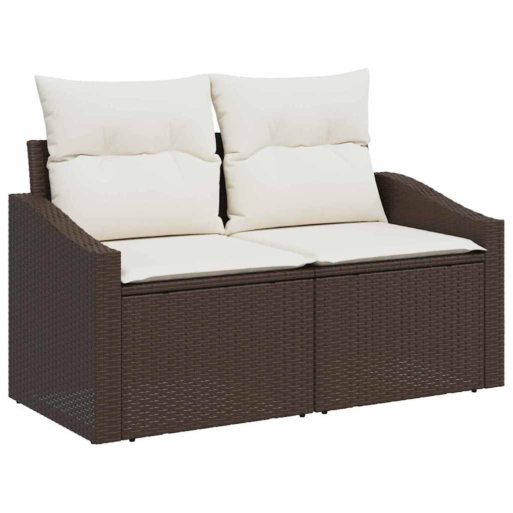 Set di divani con cuscino 8 pcs Marrone e Crema polyrattan | homemem39