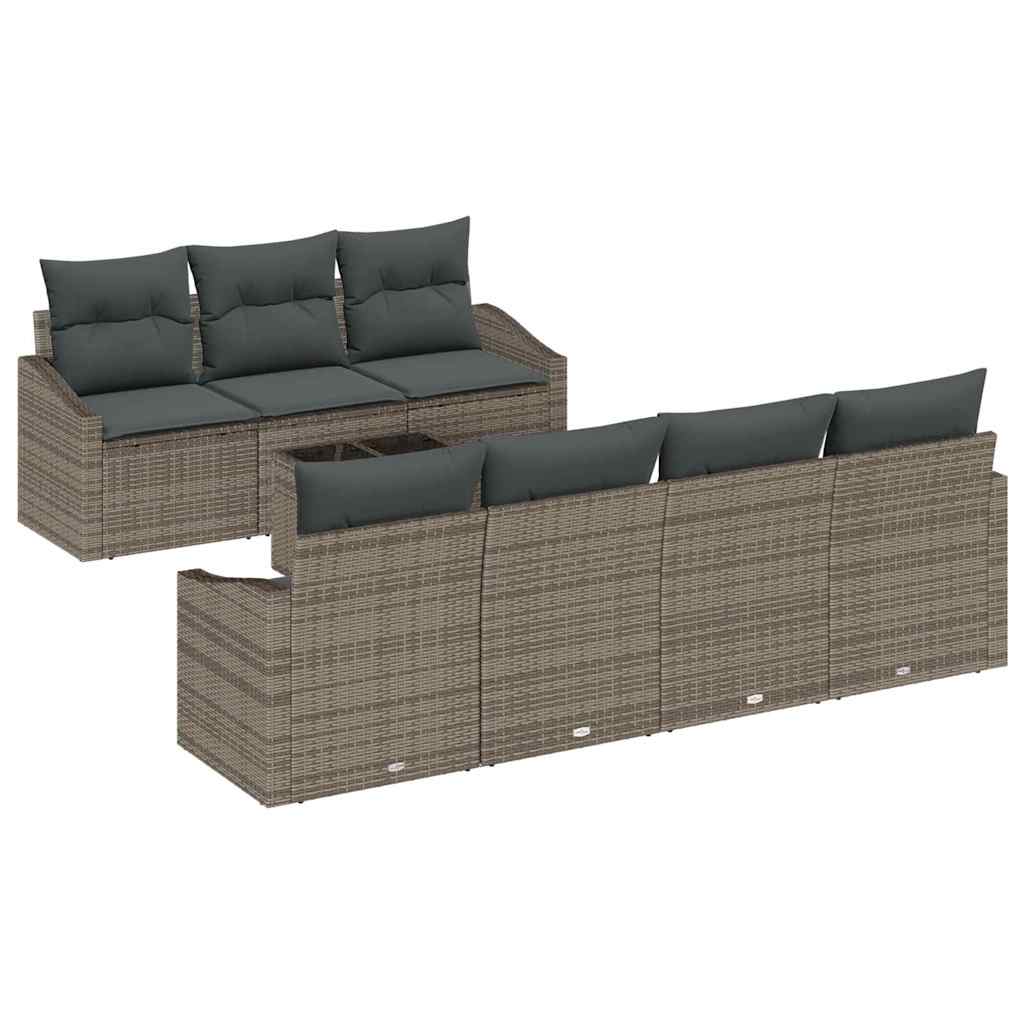 Set di divani con cuscino 8 pcs Grigio polyrattan | homemem39