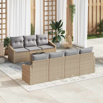 Set di divani con cuscino 8 pcs Beige e grigio polyrattan | homemem39