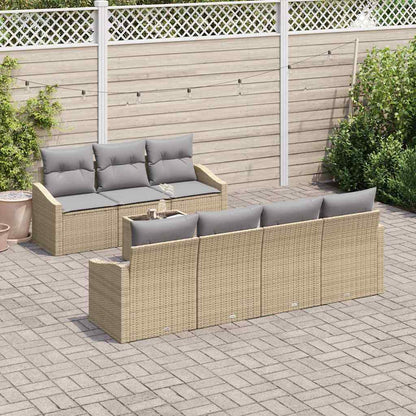 Set di divani con cuscino 8 pcs Beige e grigio polyrattan | homemem39
