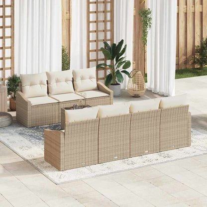 Set di divani 8 pz Beige e Crema polyrattan