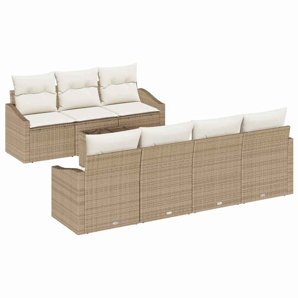 Set di divani con cuscino 8 pcs Beige e Crema polyrattan | homemem39
