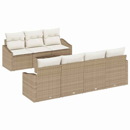 Set di divani con cuscino 8 pcs Beige e Crema polyrattan | homemem39