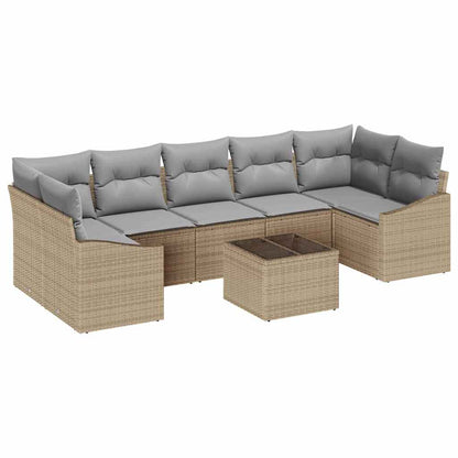 Set di divani con cuscino 8 pcs Beige e grigio polyrattan | homemem39