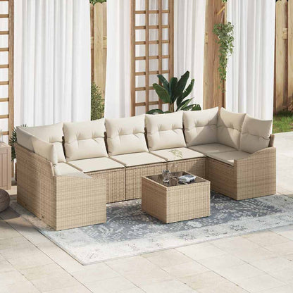 Set di divani con cuscino 8 pcs Beige e Crema polyrattan