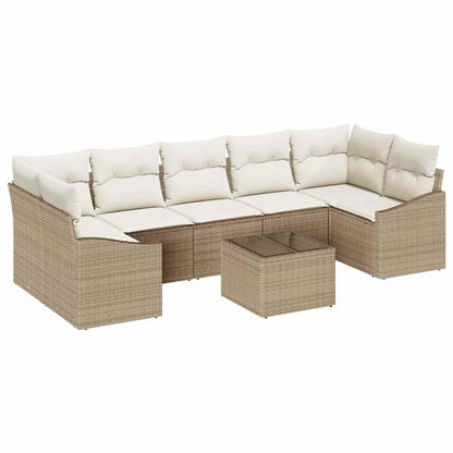 Set di divani con cuscino 8 pcs Beige e Crema polyrattan