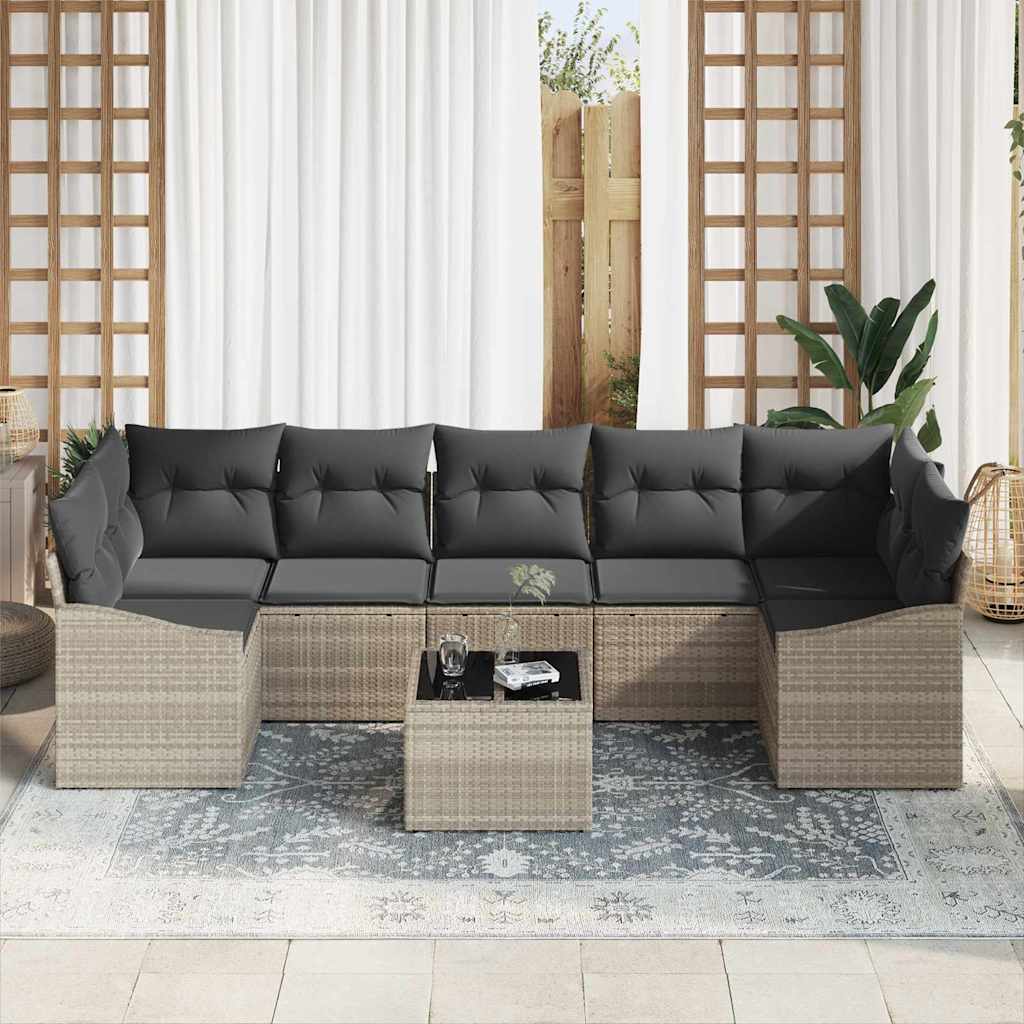 Set di divani 8 pcs Grigio chiaro e grigio scuro polyrattan | homemem39
