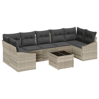 Set di divani 8 pcs Grigio chiaro e grigio scuro polyrattan | homemem39